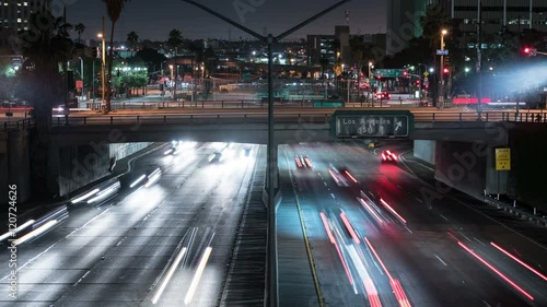 Freeway Busy Traffic 41 Time Lapse Night photo