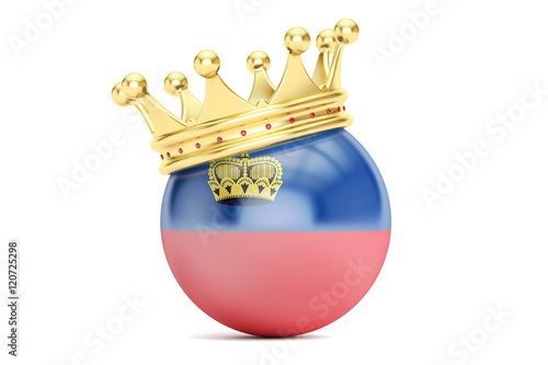 Crown with flag of Principality of Liechtenstein  3D rendering