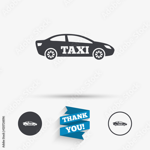 Taxi car sign icon. Sedan saloon symbol.