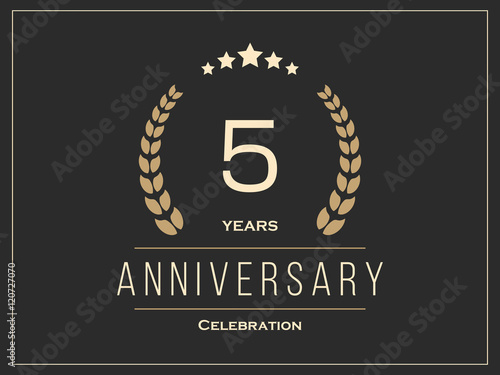 Five years anniversary celebration logotype. 5th anniversary logo.