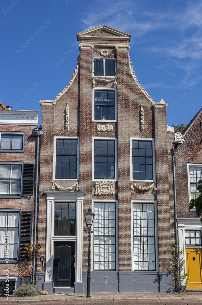 Historical house at a canal in the center of Zwolle