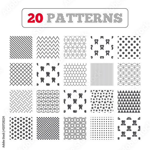 Dental care icons. Caries tooth and implant.