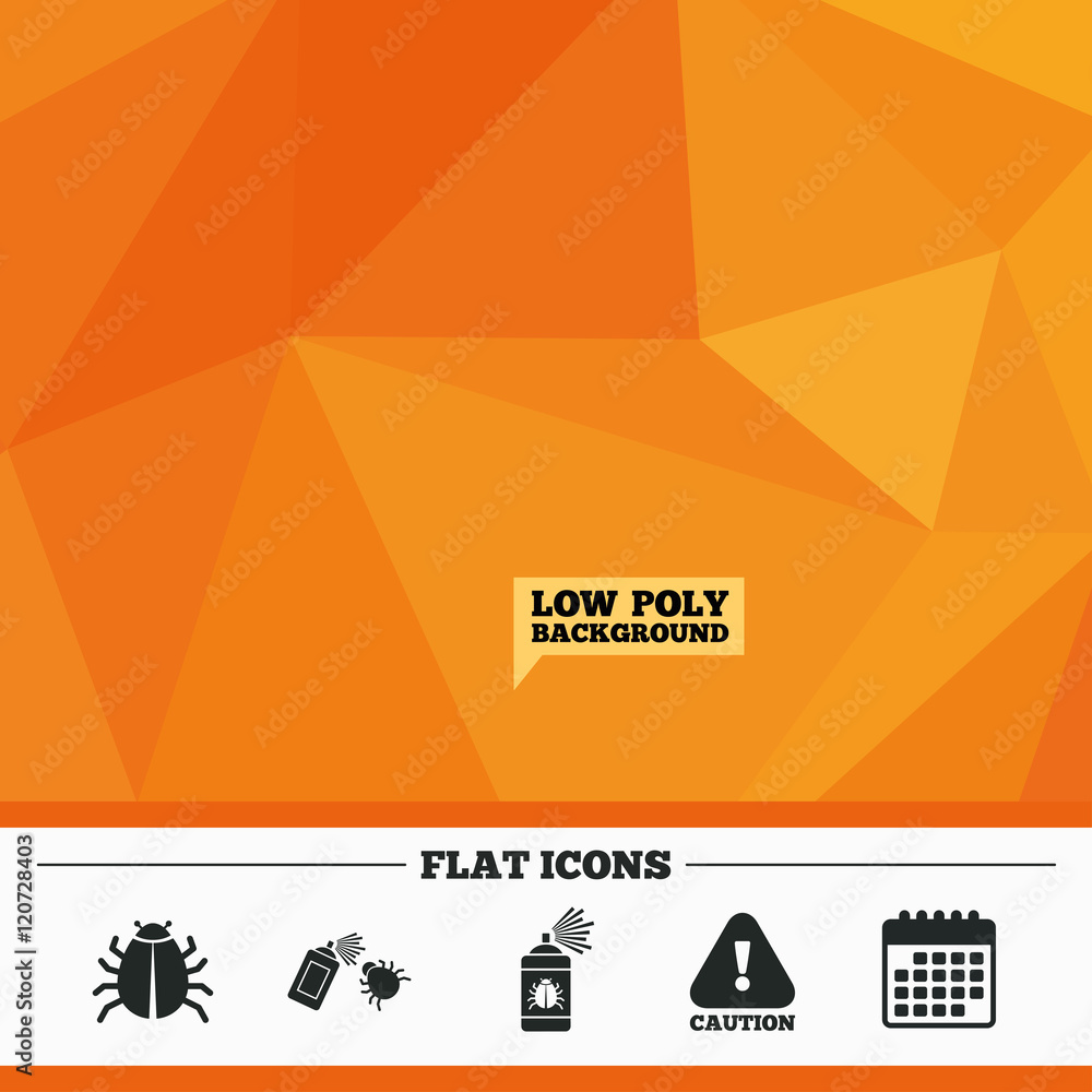 Bug disinfection signs. Caution attention icon.