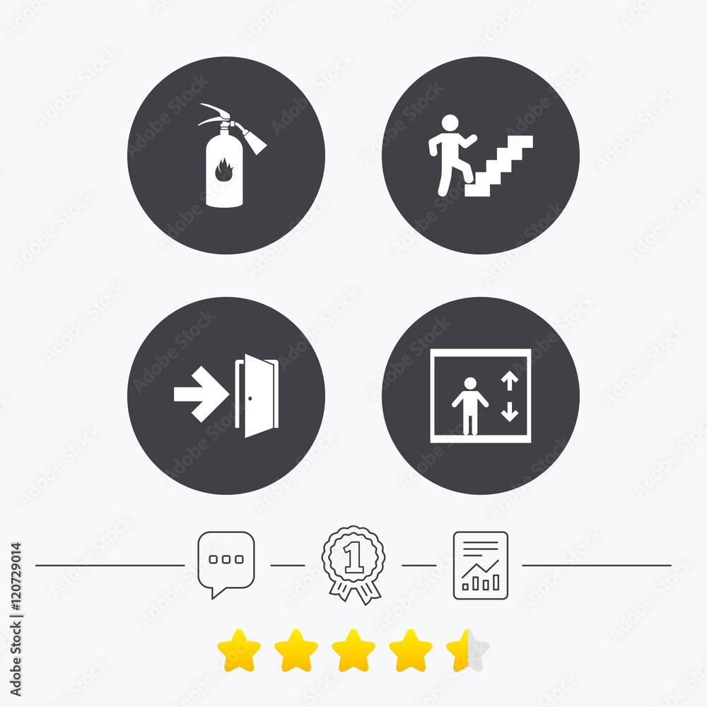 Emergency exit icons. Door with arrow sign. Emergency exit icons. Door with arrow sign.