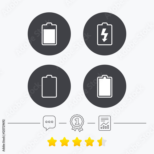 Battery charging icons. Electricity symbol.