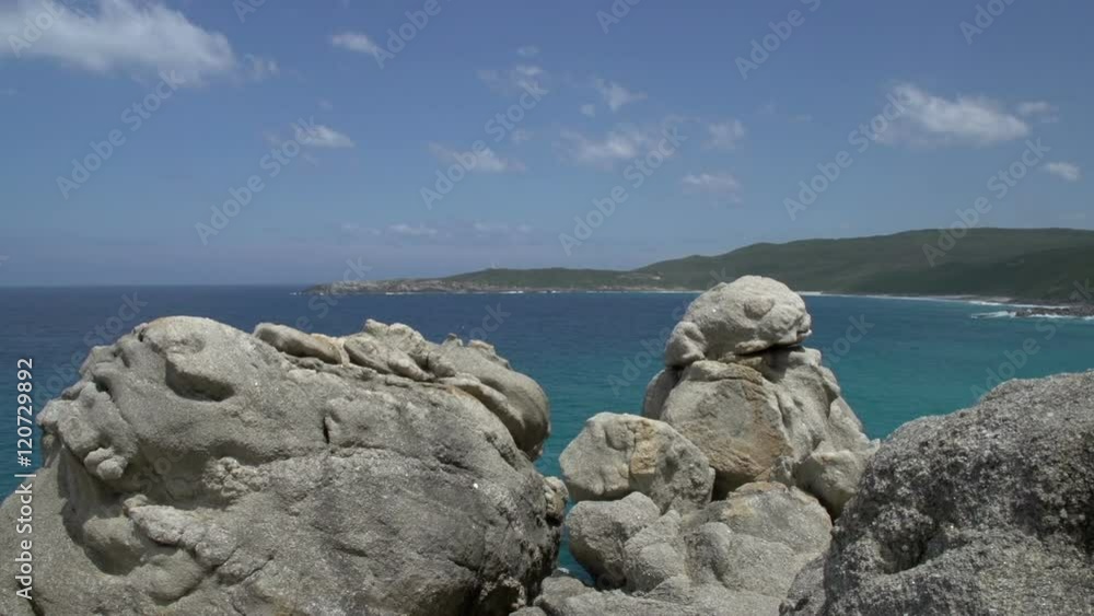 Zoom out from the sea to coast and blowholes in Albany, Western Australia Zoom out from the sea to coast and blowholes in Albany, Western Australia