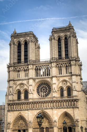 The famous Notre Dame cathedral on Ile de la cite in Paris in France 