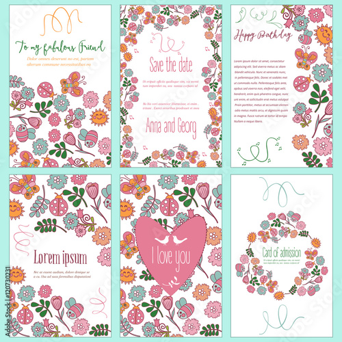 Set of flower invitation cards. Invite wedding. Wedding,  happy birthday background. congratulations invite flyer.  invite poster.  invite banner.  greetings background.