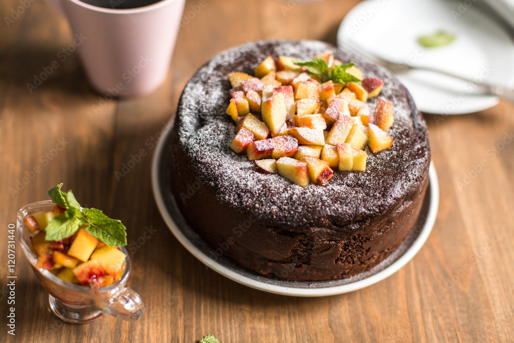 Chocolate cake with peach jam Chocolate cake with peach jam