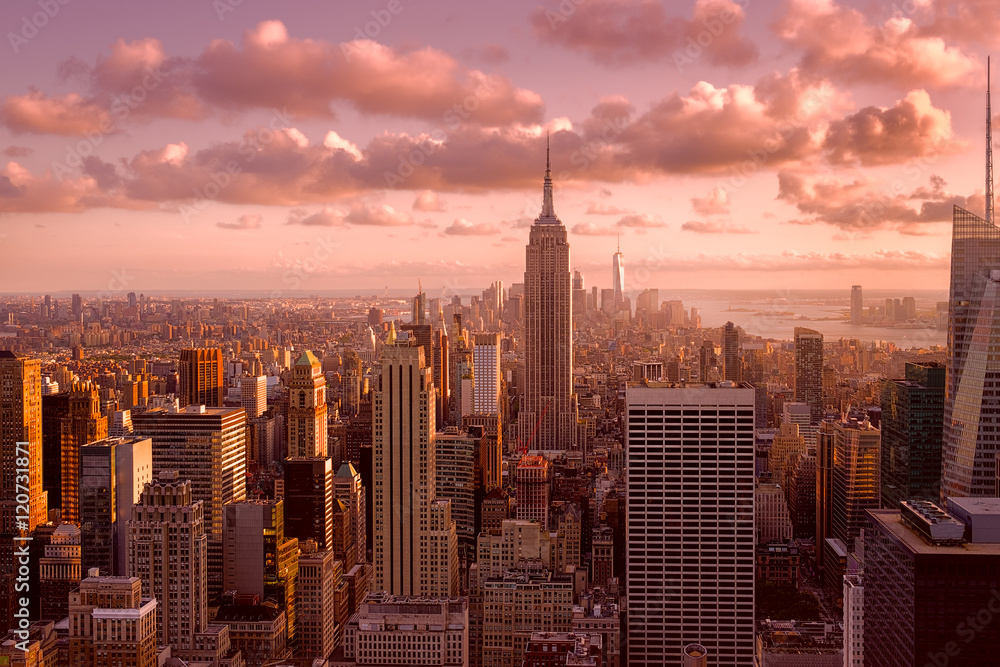 Beautiful sunset in New York City
