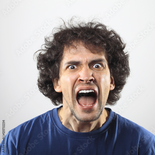 Furious young man portrait.