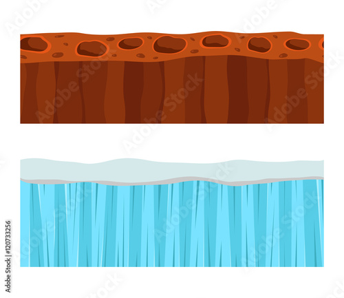 Illustration of cross section ground slice isolated on white background. Some ground slices piece nature cross outdoor. Ecology underground ground slice vector.