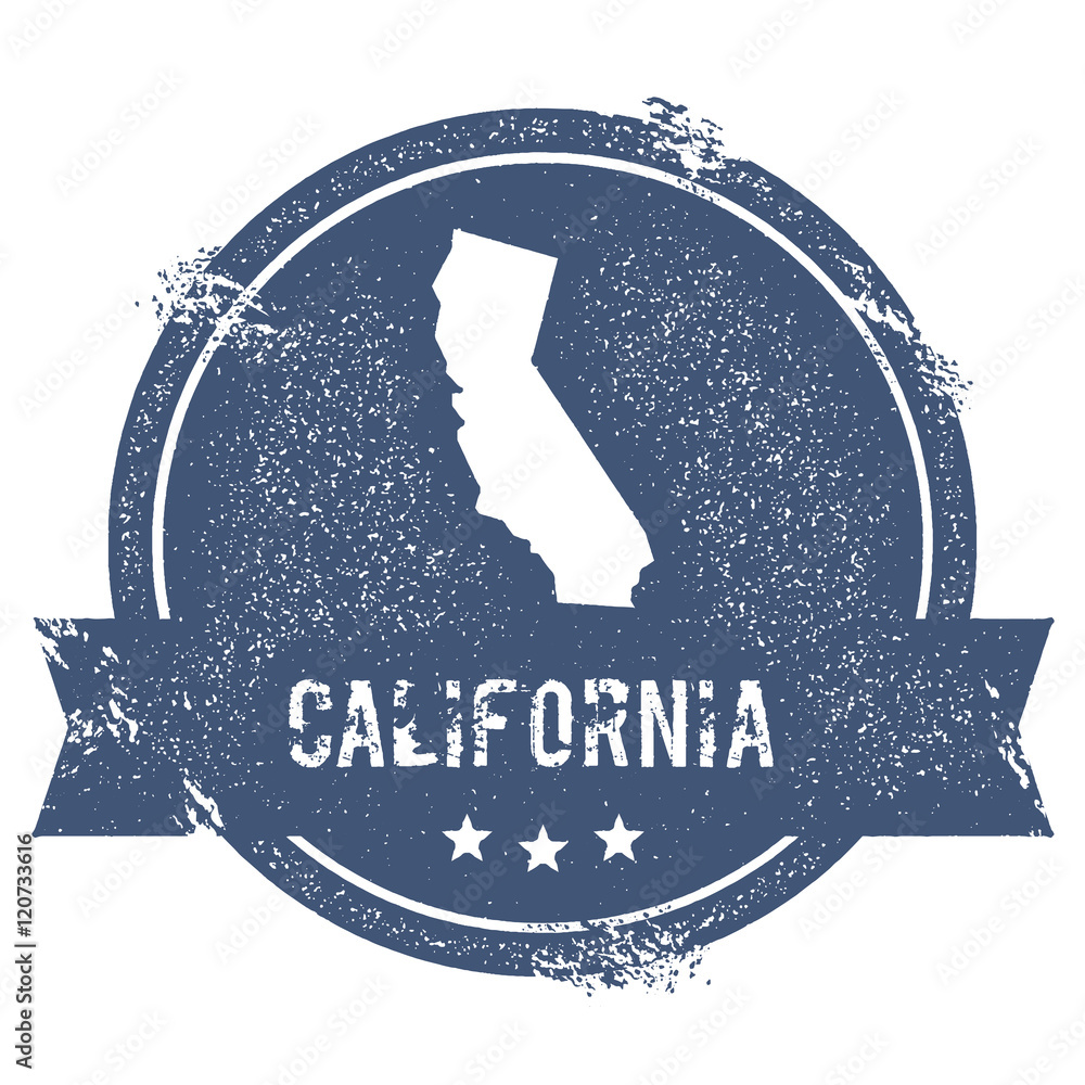 California mark. Travel rubber stamp with the name and map of ...