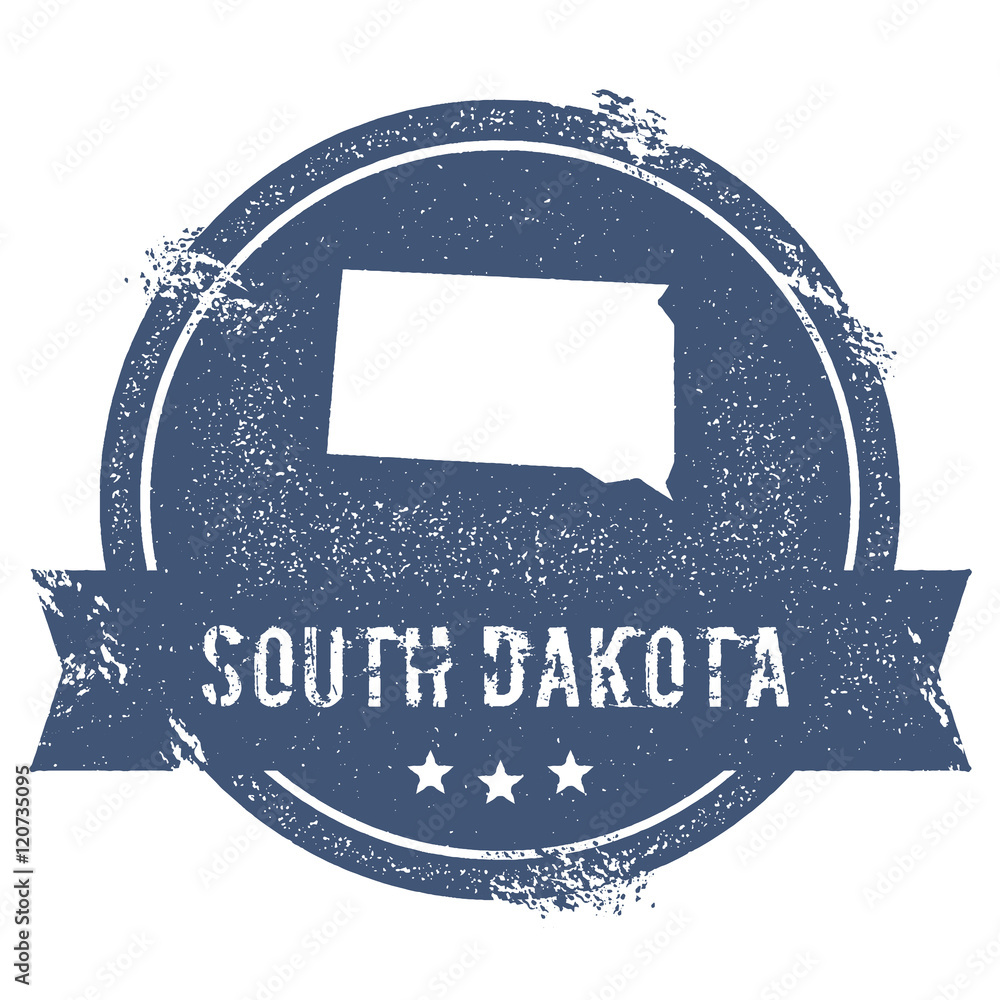 South Dakota mark. Travel rubber stamp with the name and map of South ...