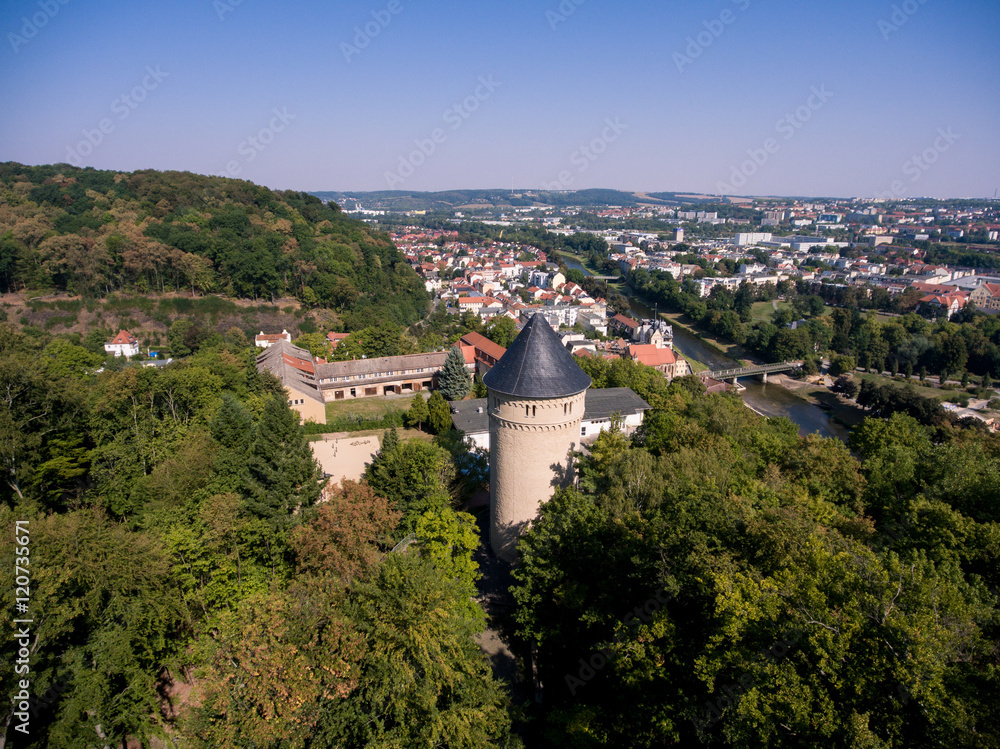 Gera castle osterstein aerial view thuringia medieval