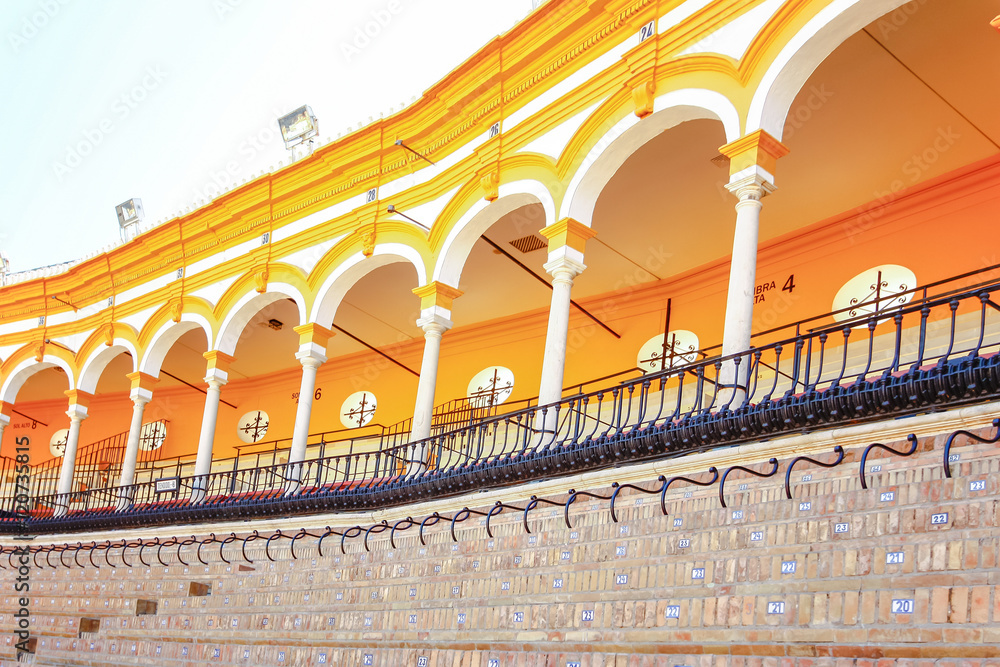 SEVILLA, SPAIN, OCTOBER 16, 2012: view of bullfighting arena pla