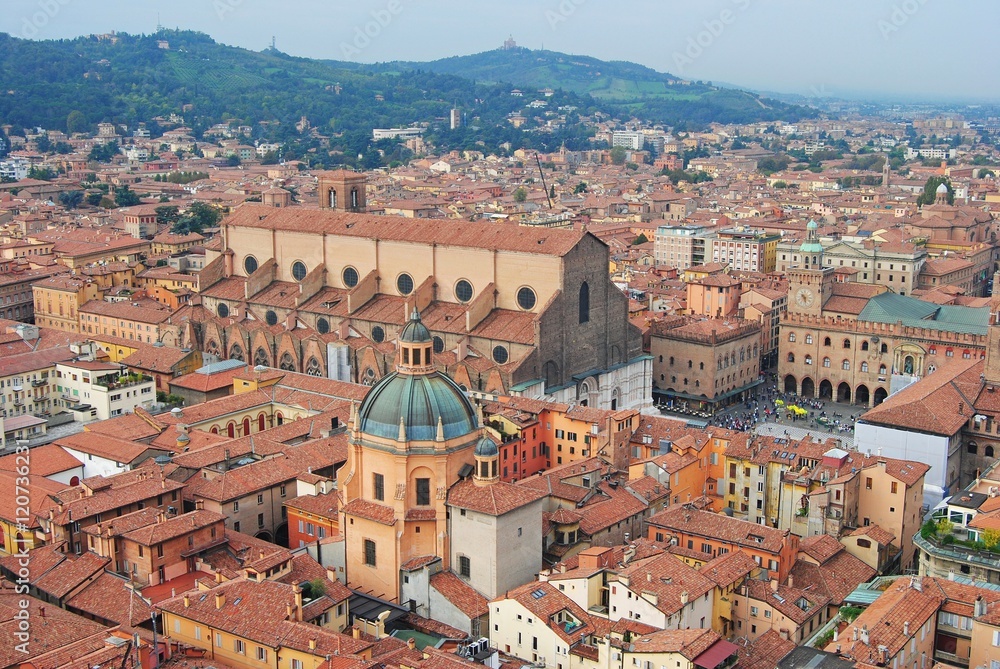 View over Bologna city center in Italy.