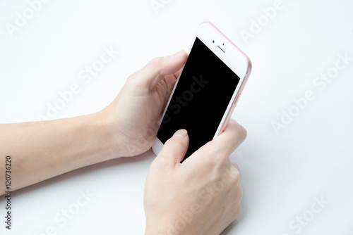 Wallpaper Mural female holding pink smart phone Torontodigital.ca