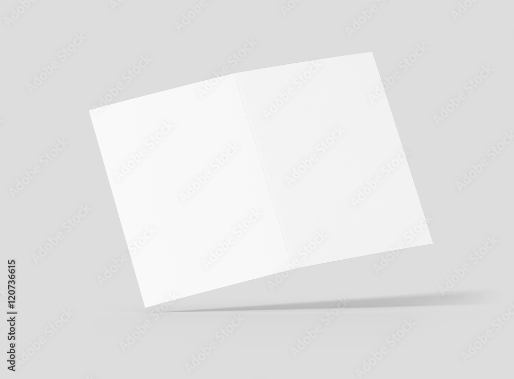 Photorealistic A5 Bifold Brochure Mockup on light grey background. 3D illustration. High Resolution Texture. Mockup template ready for your design. Photorealistic A5 Bifold Brochure Mockup on light grey background. 3D illustration. High Resolution Texture. Mockup template ready for your design.