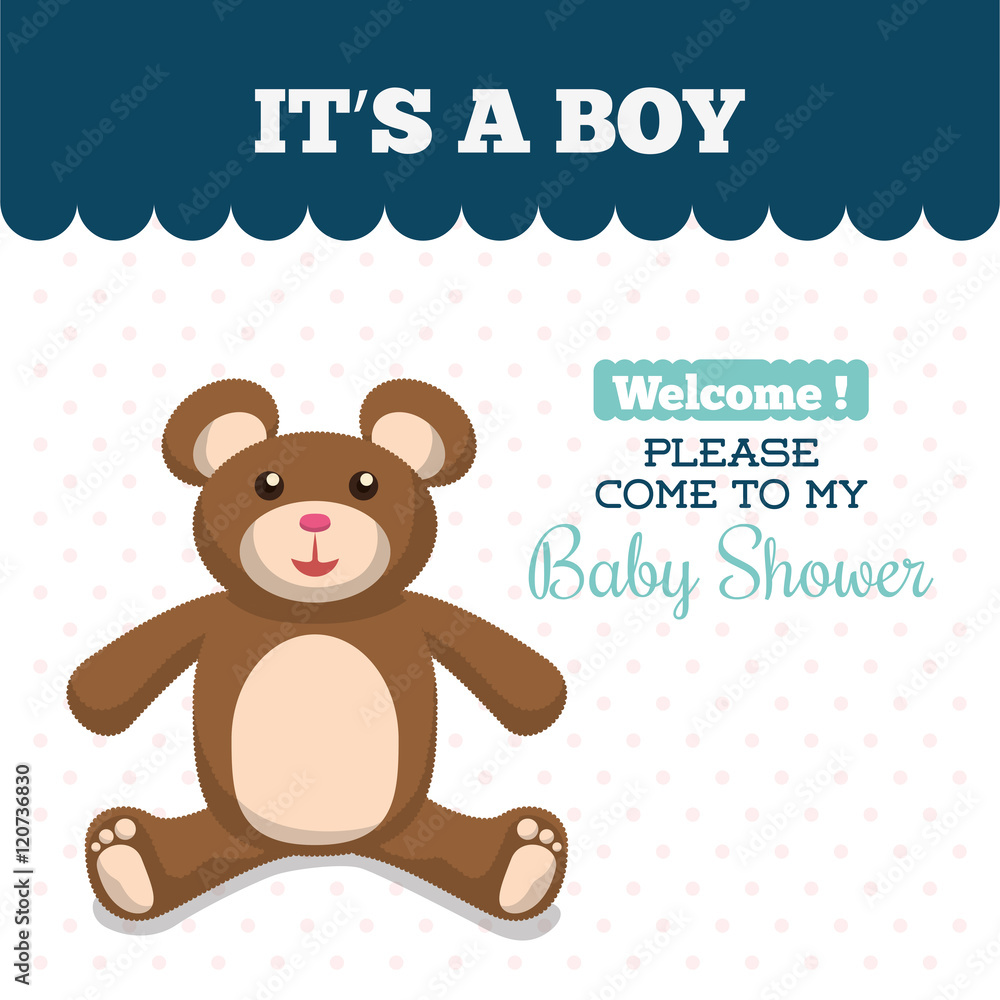 Bear cartoon icon. Baby shower invitation card. Colorful design. Vector illustration