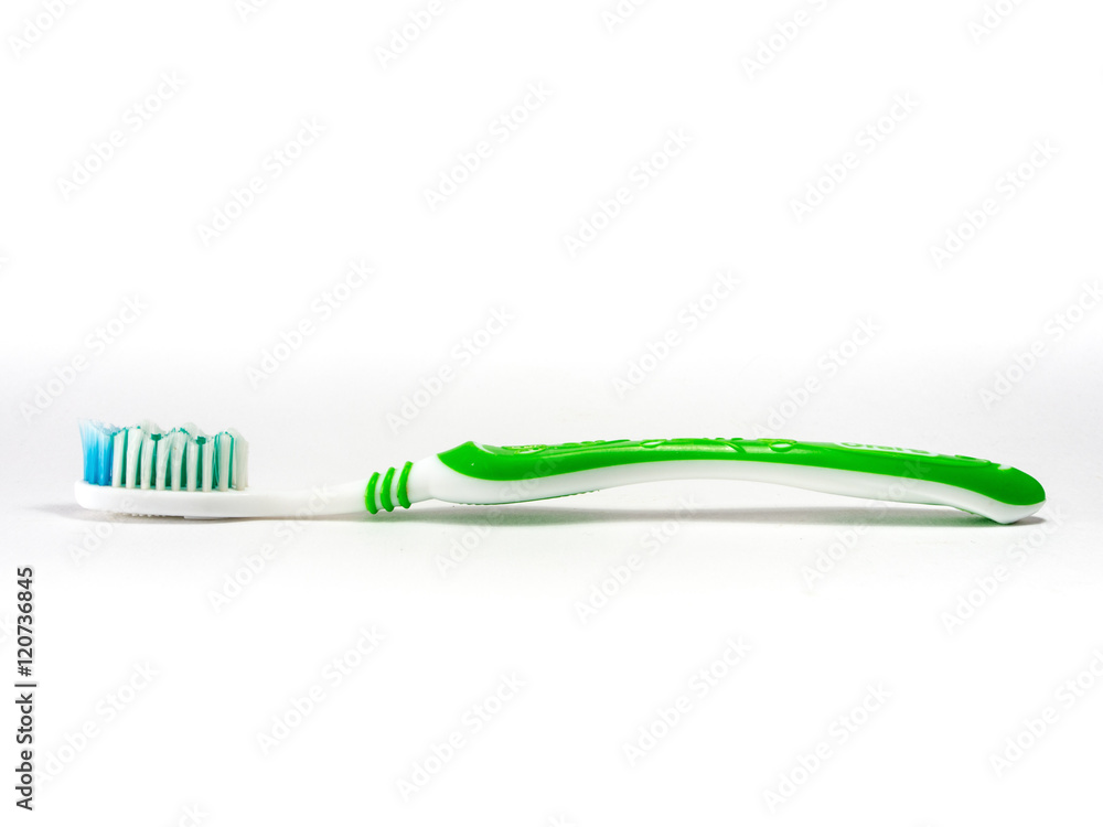 Toothbrush bristles with green zigzag pattern. Toothbrush bristles with green zigzag pattern.