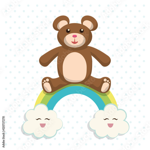 Bear cartoon icon. Baby shower invitation card. Colorful design. Vector illustration