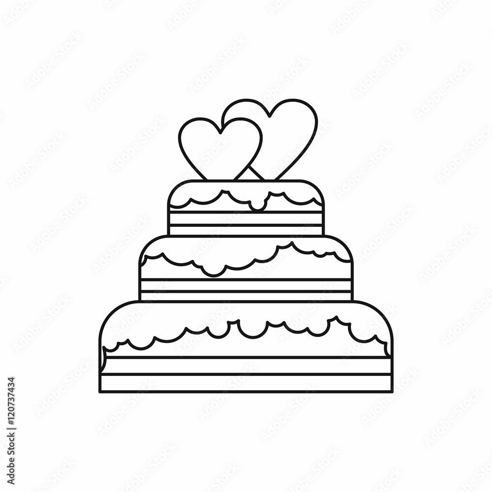 wedding cake icon in outline style isolated on white background vector illustration wedding cake icon in outline style isolated on white background vector illustration