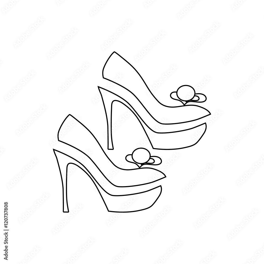Elegant women high heel shoe icon in outline style isolated on white background vector illustration Elegant women high heel shoe icon in outline style isolated on white background vector illustration