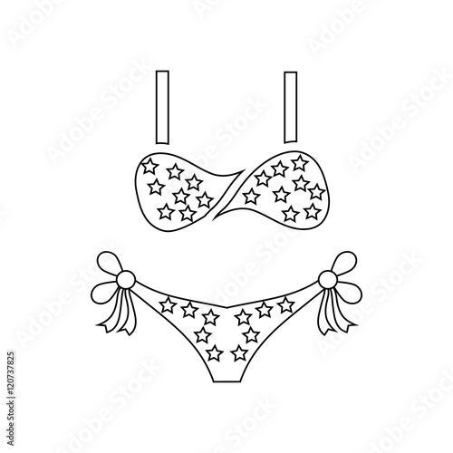 Female swimsuit icon in outline style isolated on white background vector illustration