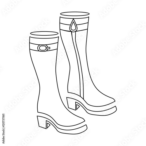 Women boots icon in outline style isolated on white background vector illustration