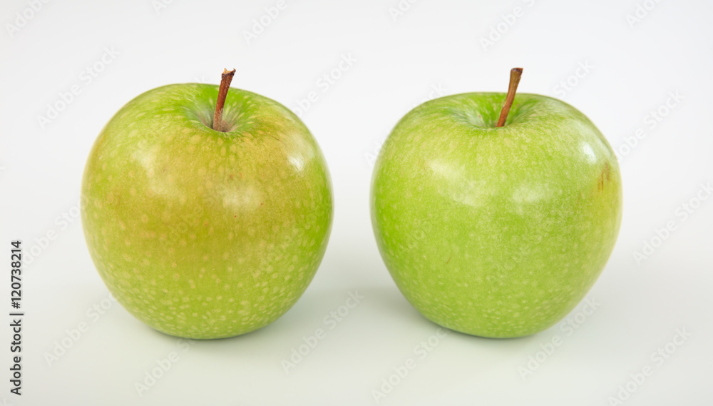 Green apples on white background Green apples on white background