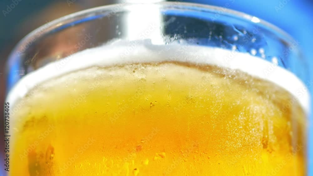 4K Beer Glass Bubbkes and Foam Close Up, Yellow Cold Liquid Alcohol 4K Beer Glass Bubbkes and Foam Close Up, Yellow Cold Liquid Alcohol