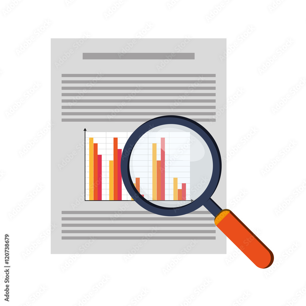 flat design graph chart and magnifying glass icon vector illustration flat design graph chart and magnifying glass icon vector illustration