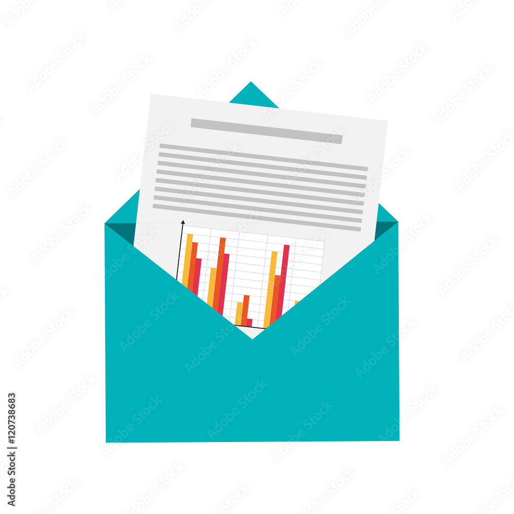 flat design graph chart and envelope icon vector illustration Stock ...