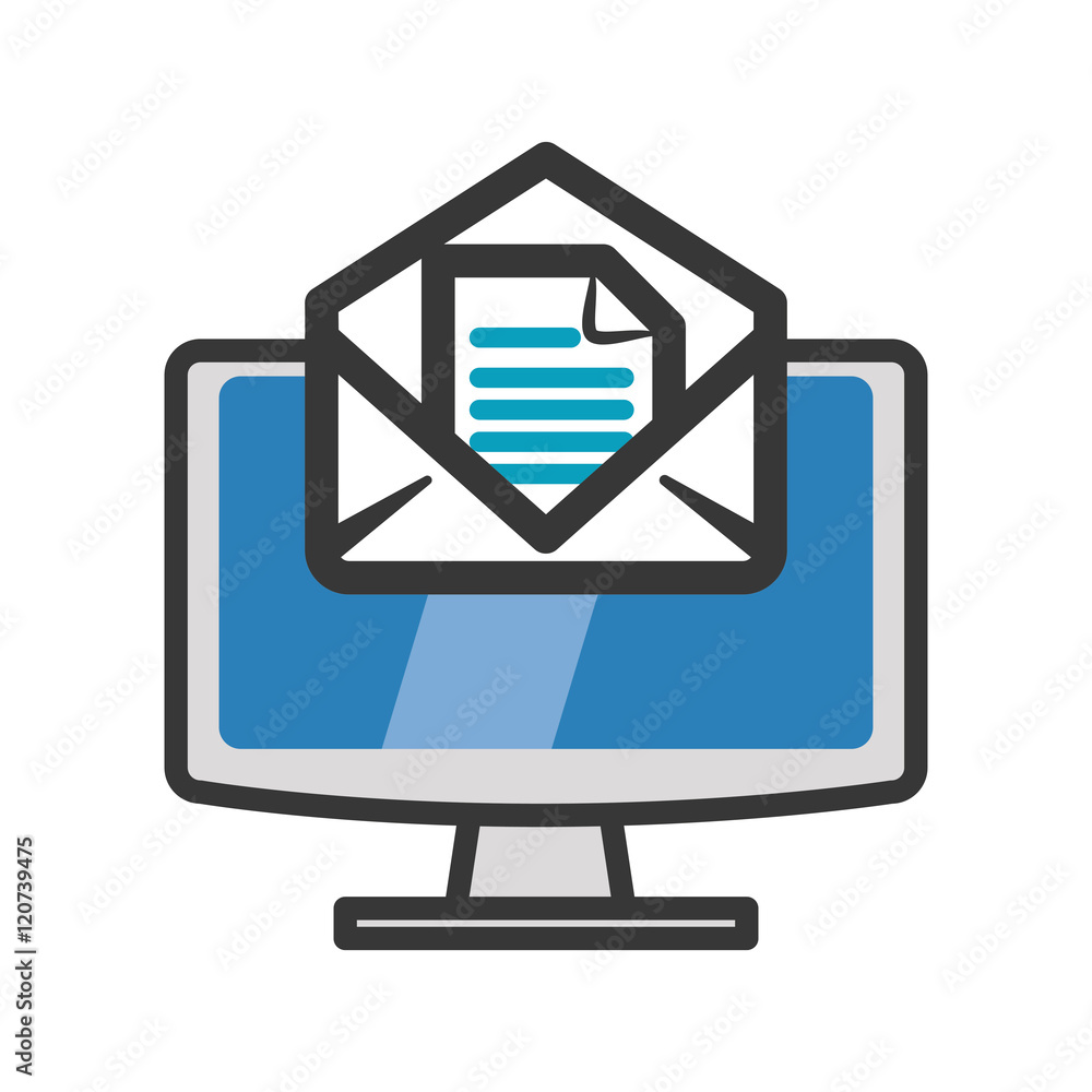 Computer gadget with envelope icon. Technology device and media theme. Isolated design. Vector illustration Computer gadget with envelope icon. Technology device and media theme. Isolated design. Vector illustration