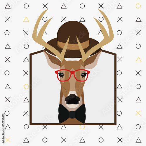 flat design hipster style deer  image vector illustration