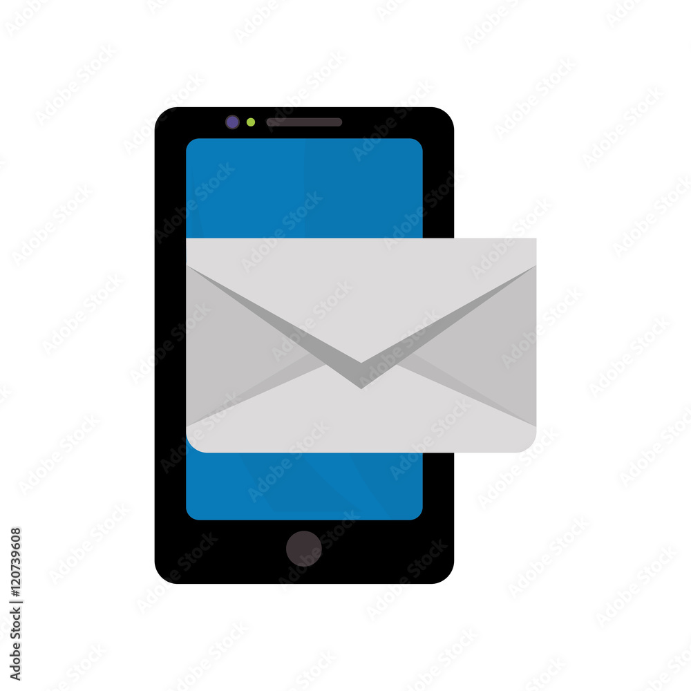 Smartphone gadget with envelope icon. Technology device and media theme. Isolated design. Vector illustration Smartphone gadget with envelope icon. Technology device and media theme. Isolated design. Vector illustration