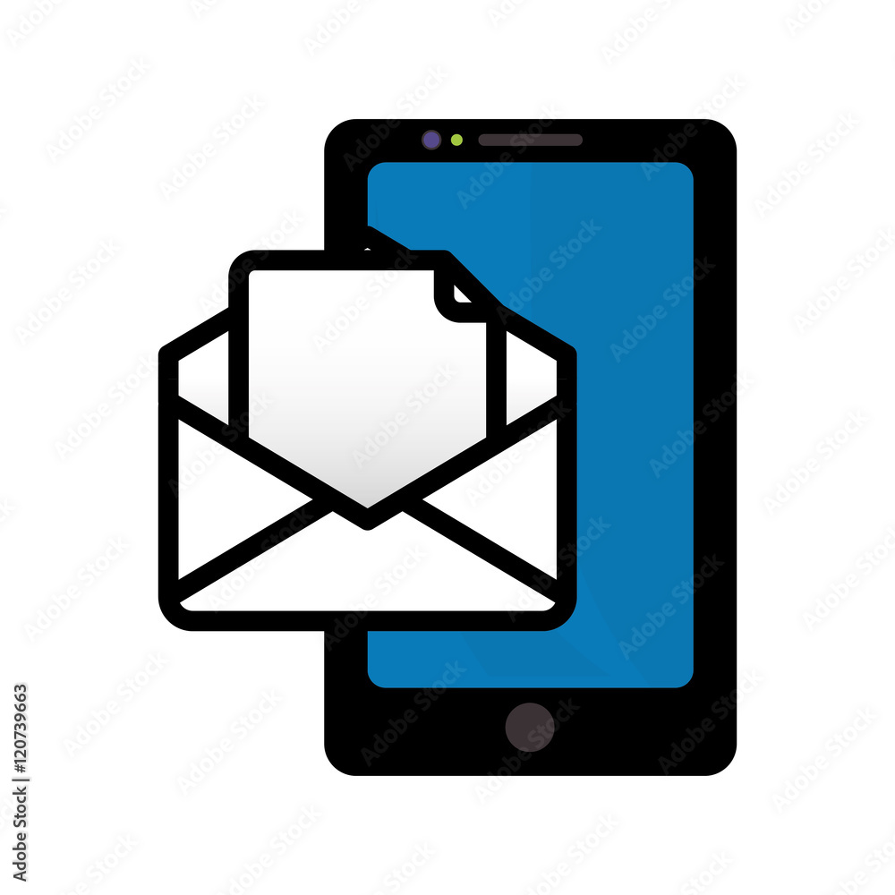Smartphone gadget with envelope icon. Technology device and media theme. Isolated design. Vector illustration Smartphone gadget with envelope icon. Technology device and media theme. Isolated design. Vector illustration