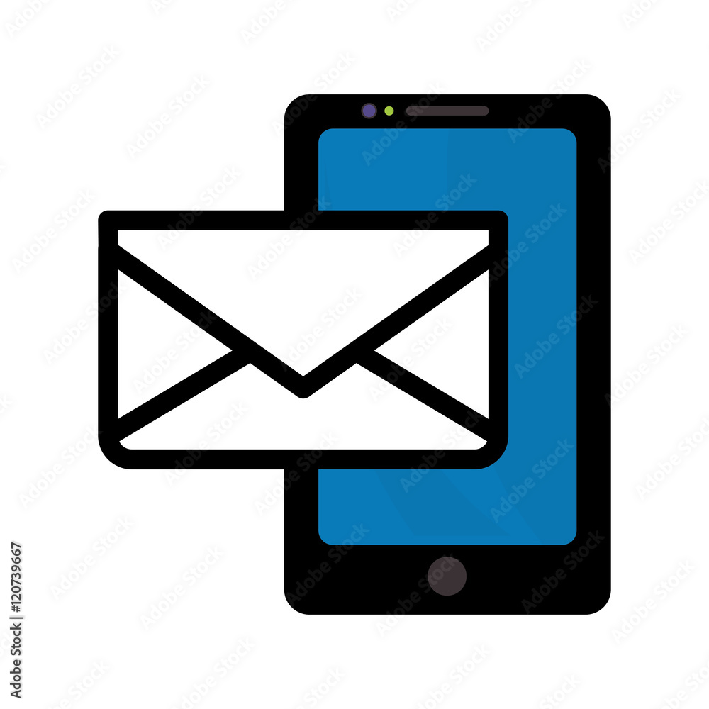 Smartphone gadget with envelope icon. Technology device and media theme. Isolated design. Vector illustration Smartphone gadget with envelope icon. Technology device and media theme. Isolated design. Vector illustration