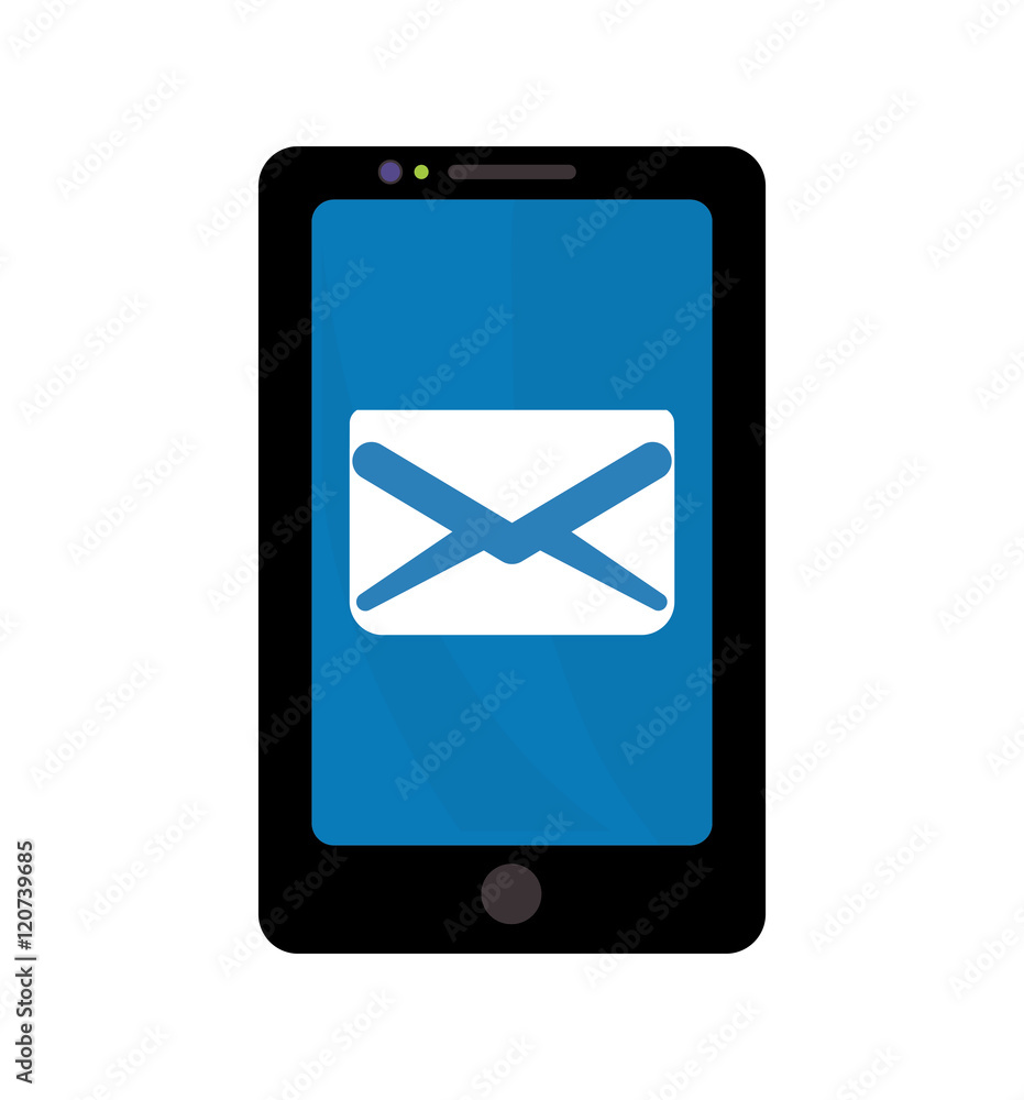 Smartphone gadget with envelope icon. Technology device and media theme. Isolated design. Vector illustration Smartphone gadget with envelope icon. Technology device and media theme. Isolated design. Vector illustration
