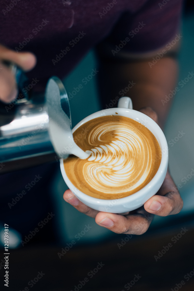 Fototapeta coffee latte art in coffee shop