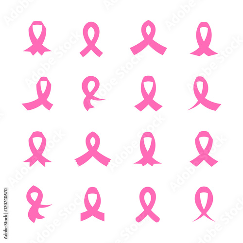 Pink ribbons icons set