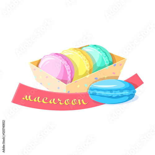 The box with three macaroons, vector illustration