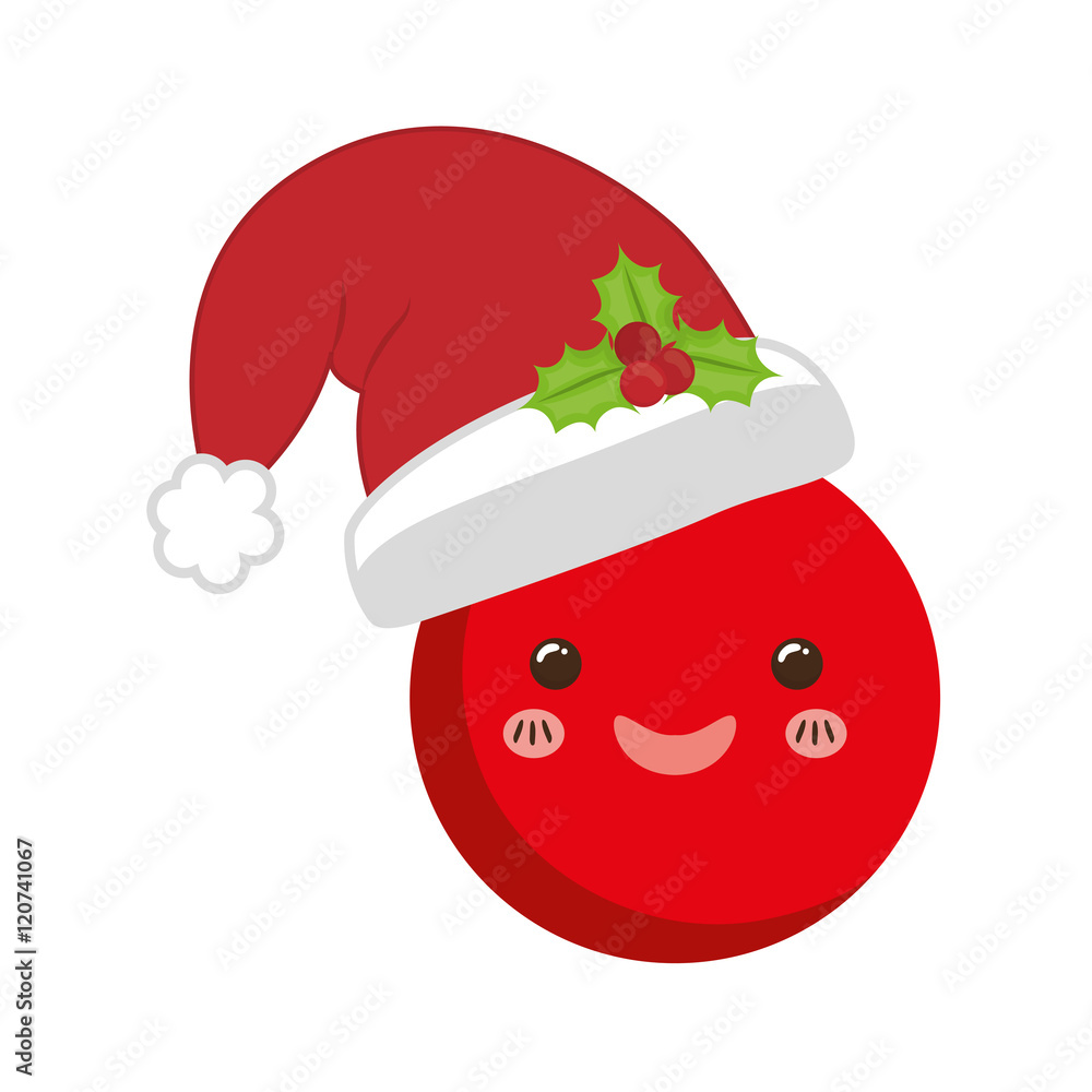 Hat and sphere cartoon icon. Merry Christmas season decoration figure