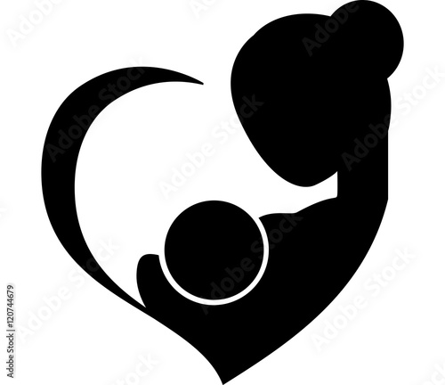 Mother breastfeeding her baby symbol