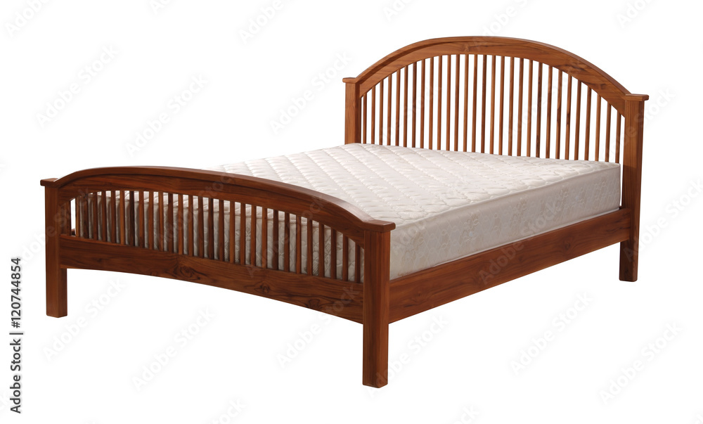 Wooden bed isolated on white background with clipping path.
Wooden bed isolated on white background with clipping path.