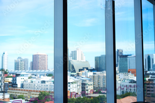 modern window view to the bangkok city