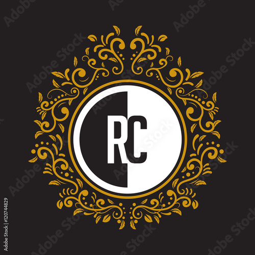INITIAL CIRCLE HALF vintage elegant luxury