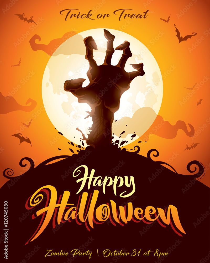 Fototapeta premium Halloween poster. Zombie party.