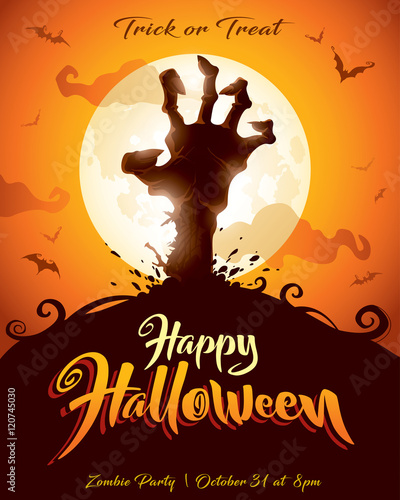 Halloween poster. Zombie party.